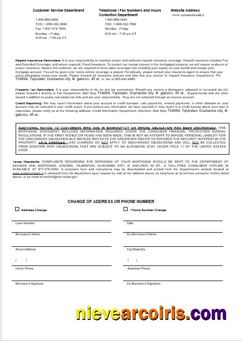 Tajikistan Spitamen Bank mortgage statement 3